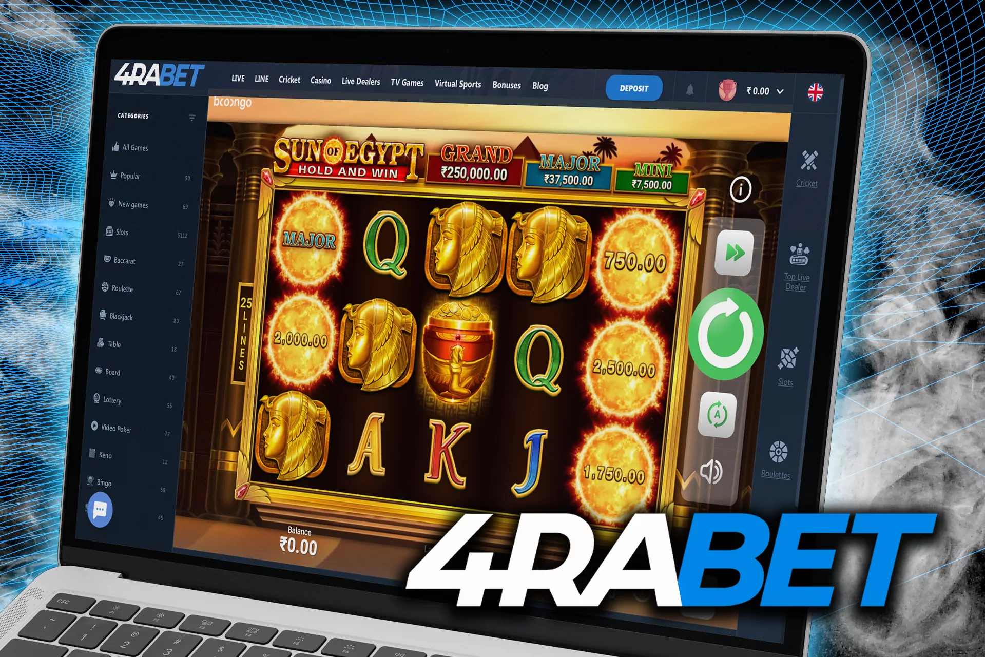 Sun of Egypte slots are ranked among the most popular casino games in 4Rabet.