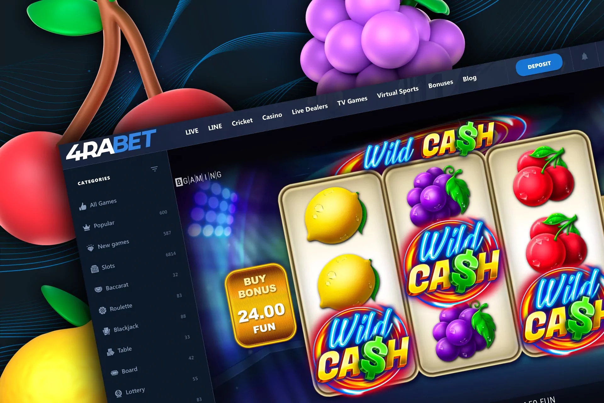 Slots section in 4rabet: all, popular, new and others.
