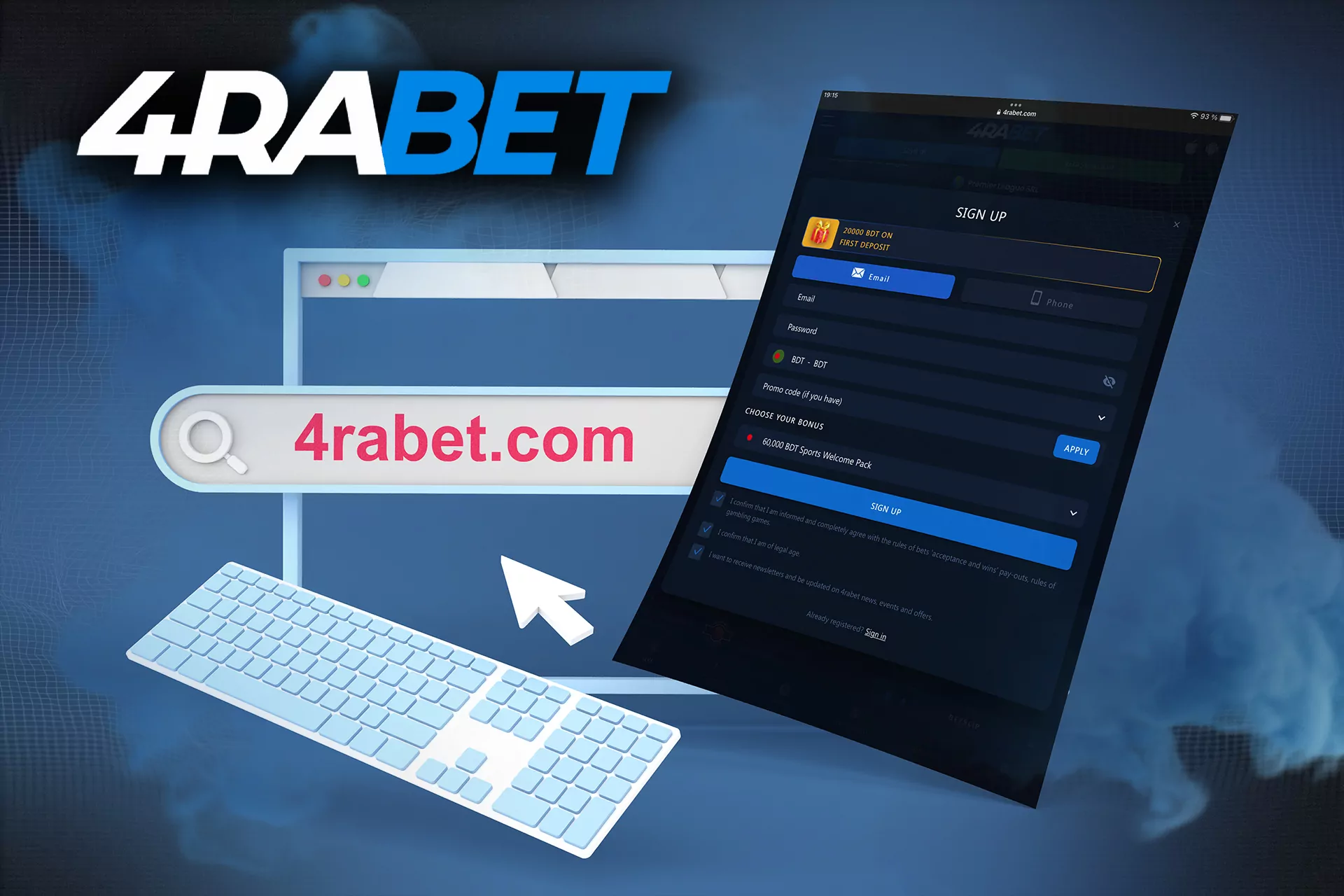 You can open the 4rabet website on your PC via a browser.