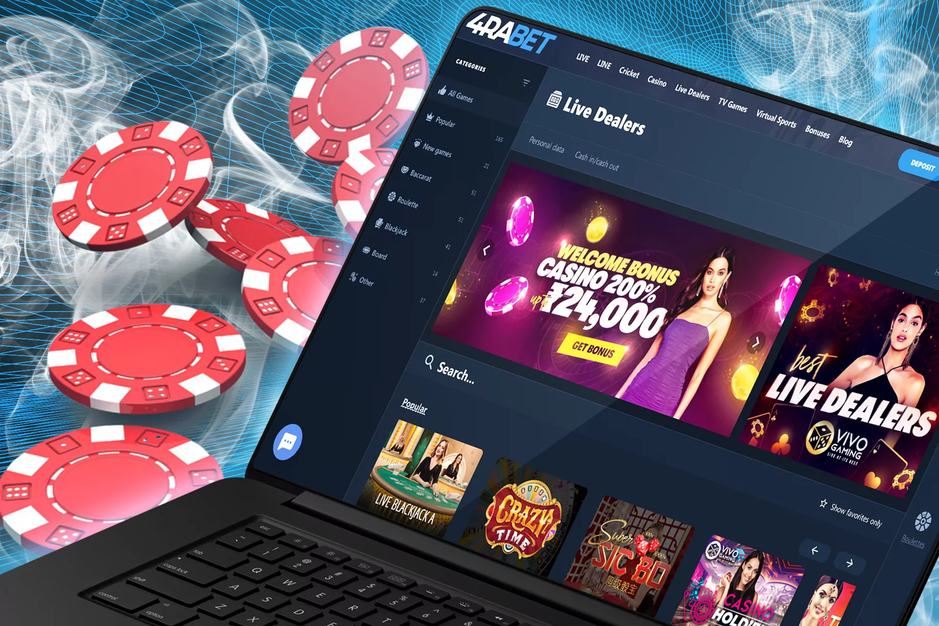 4Rabet live casino games are provided only from reliable dealers.