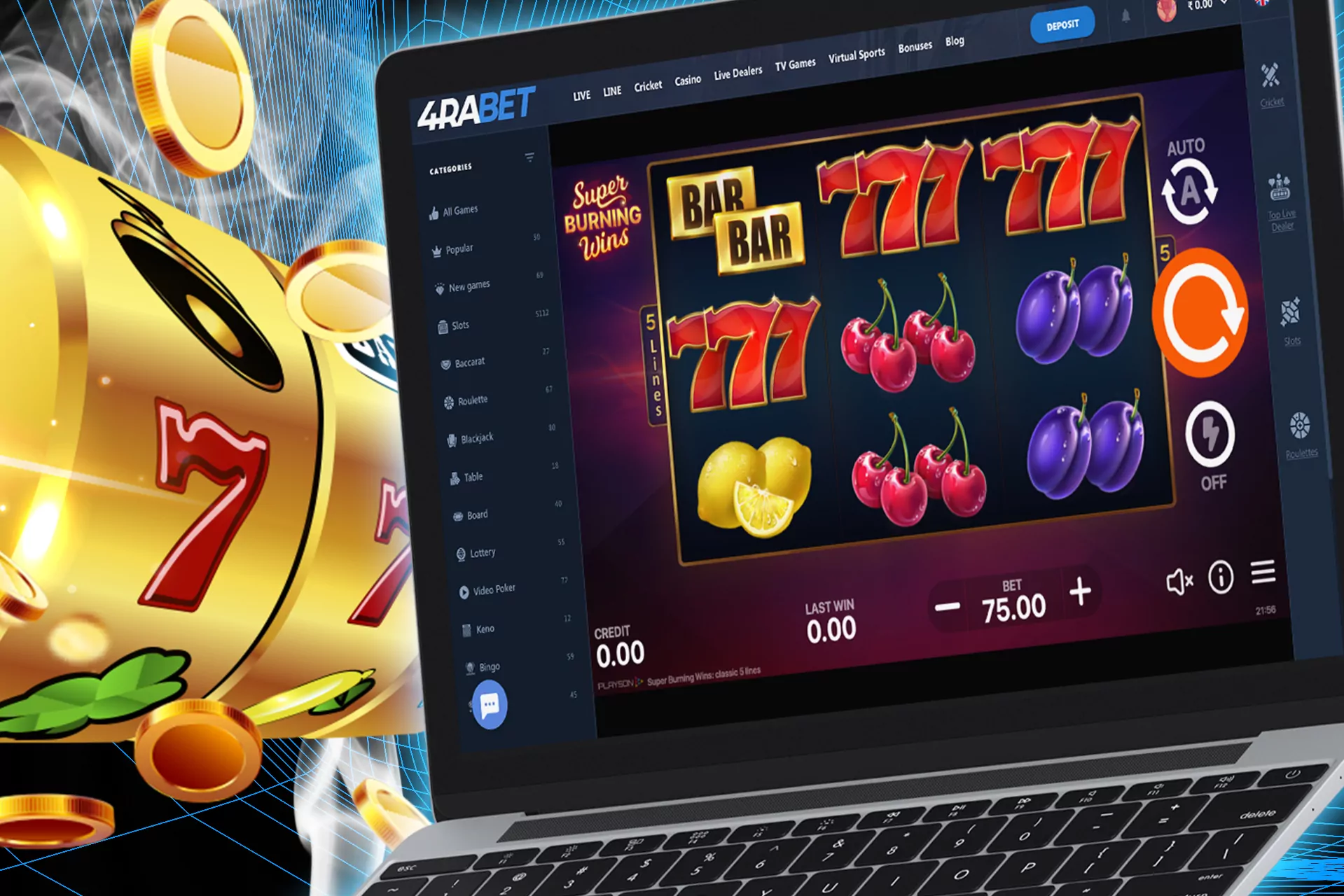 Super Burning Wins are ranked among the most popular casino games in 4Rabet.