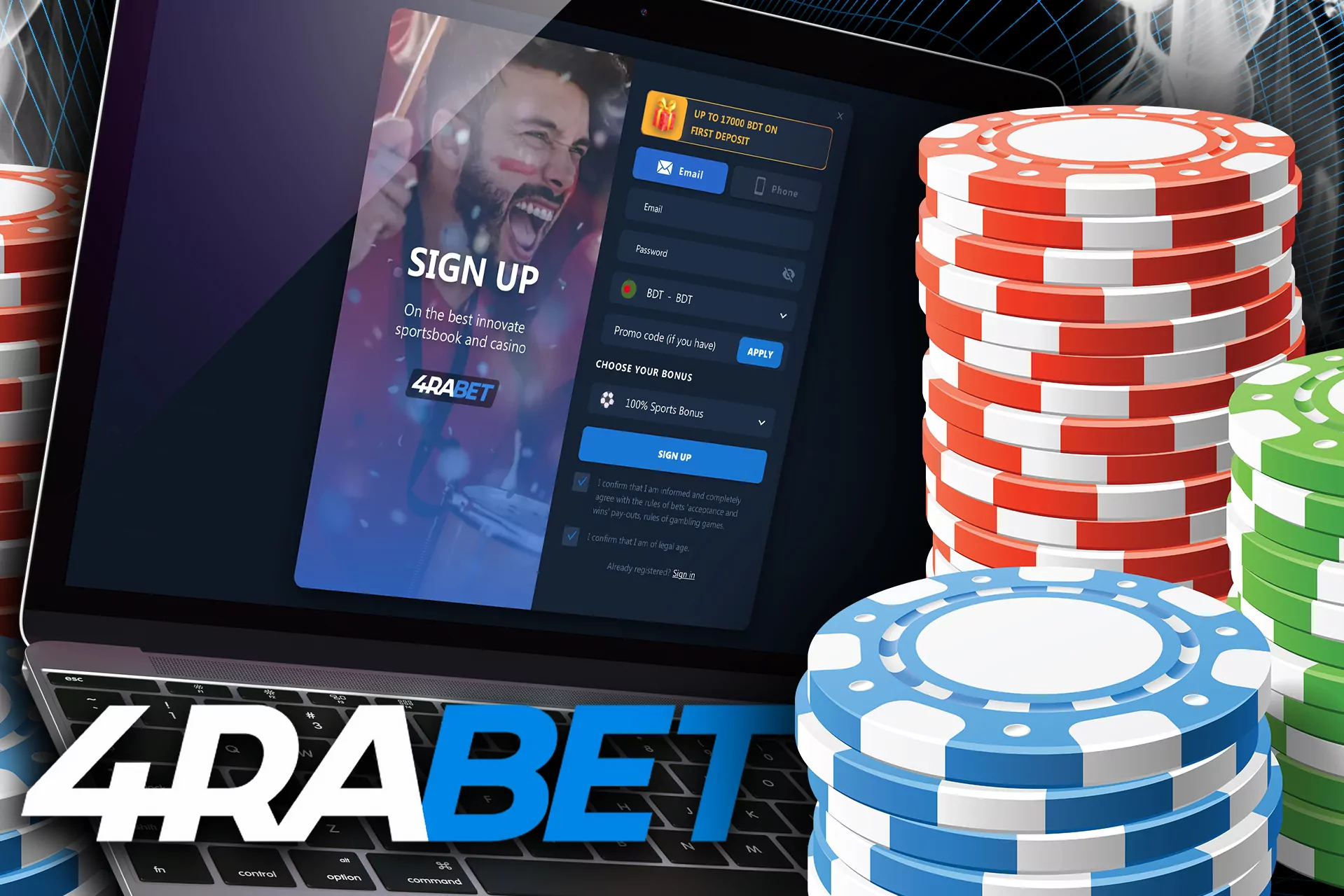 Log in to the 4rabet site and go to the casino section.