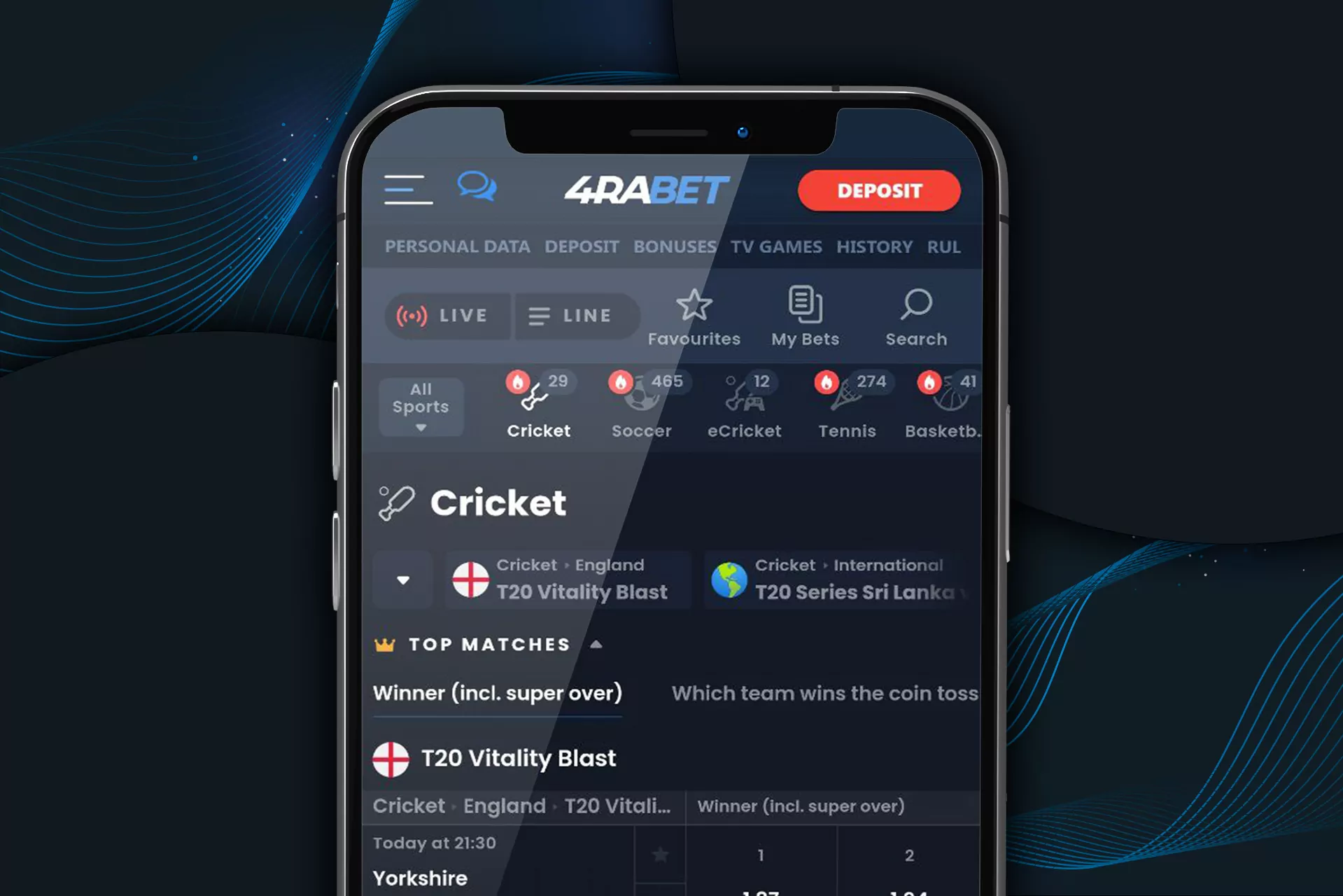 Also in the cricket app available on cricket line and live betting.