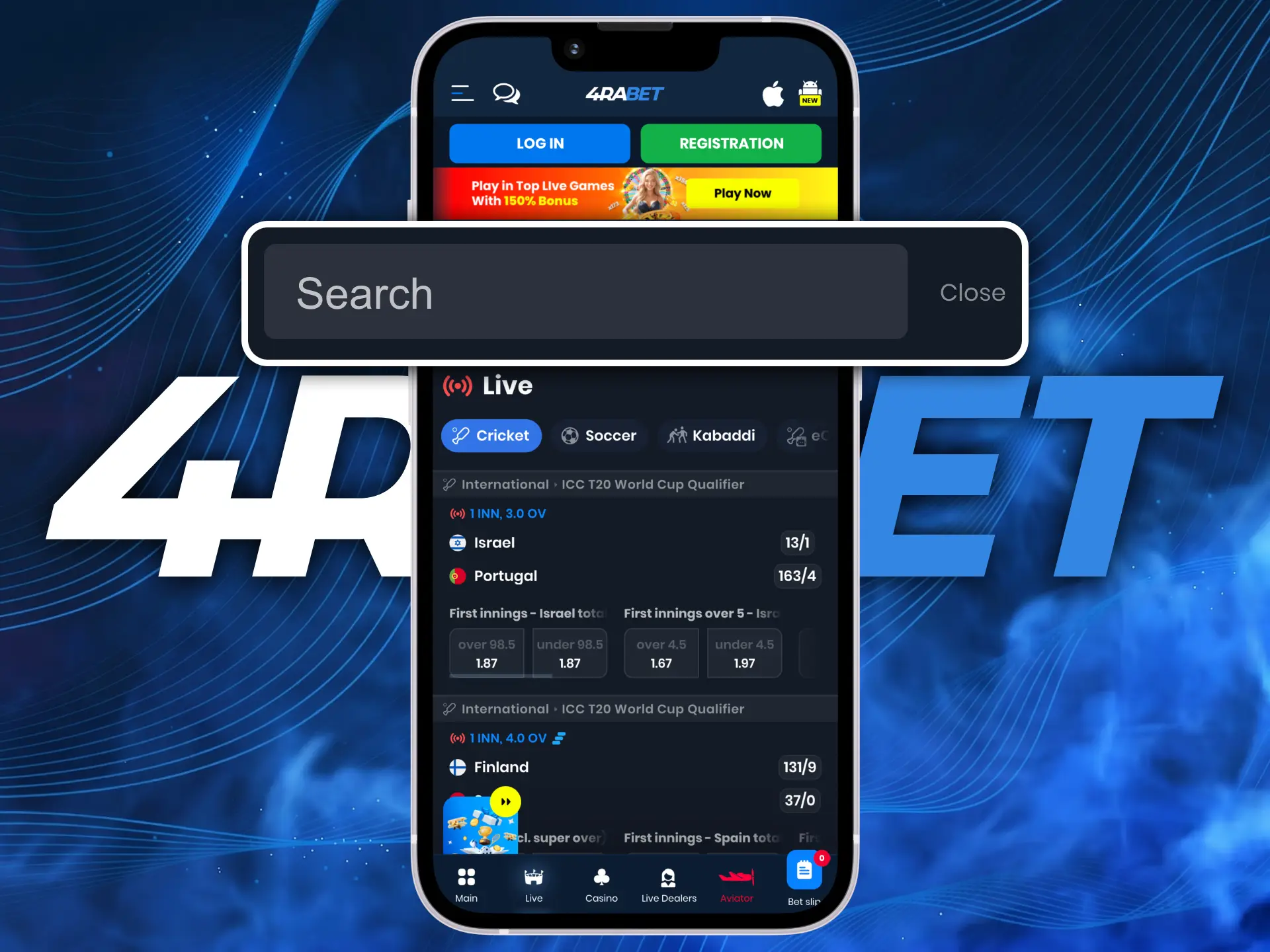 Learn the full search functionality of the 4Rabet app.
