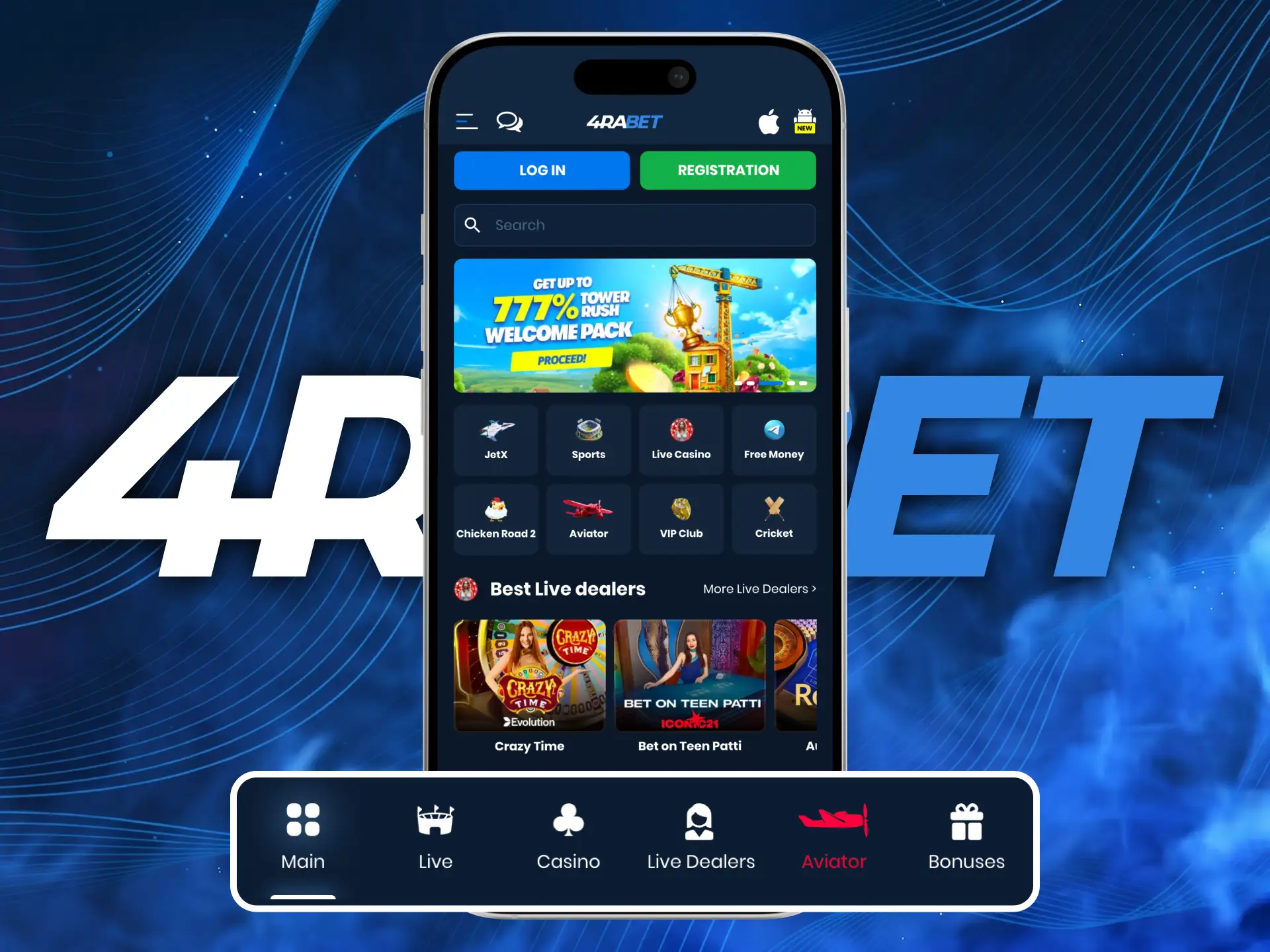 Use the 4Rabet application menu for quick access to sections.