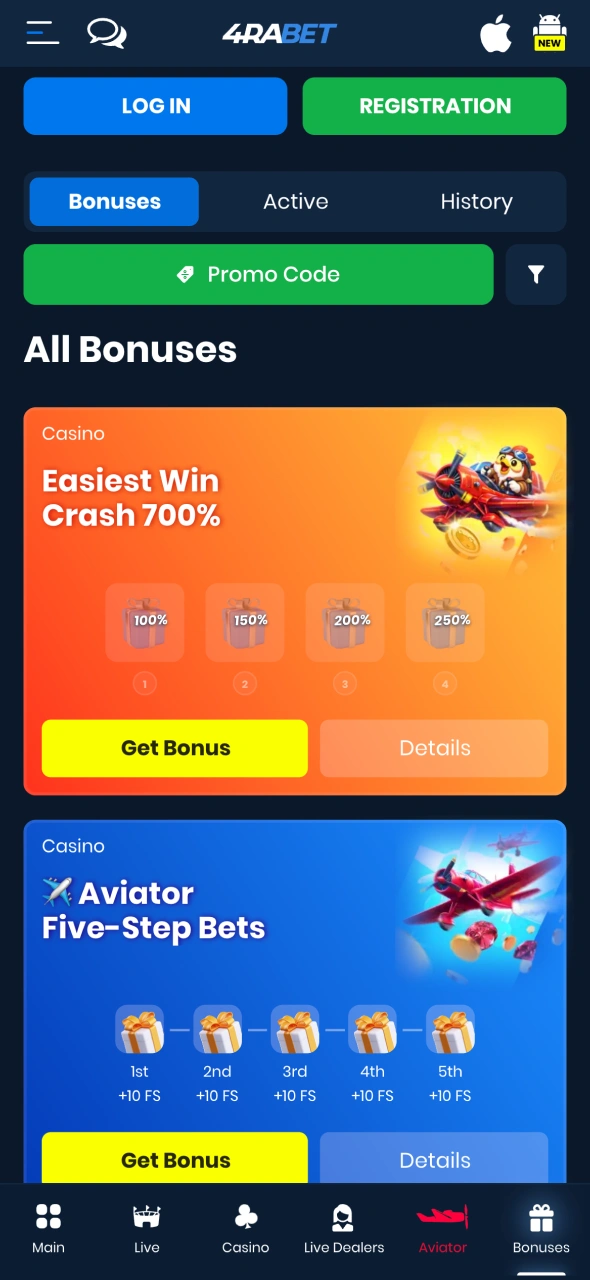 4Rabet offers its players a wide range of bonuses.